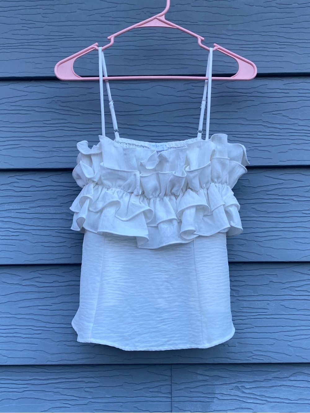 Sienna Sky woman’s White Ruffle Tank Top preppy dressy